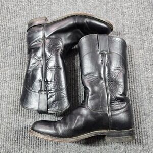 Justin Boots Womens Size 6.5 B Black Leather Roper Western Cowboy Made USA‎